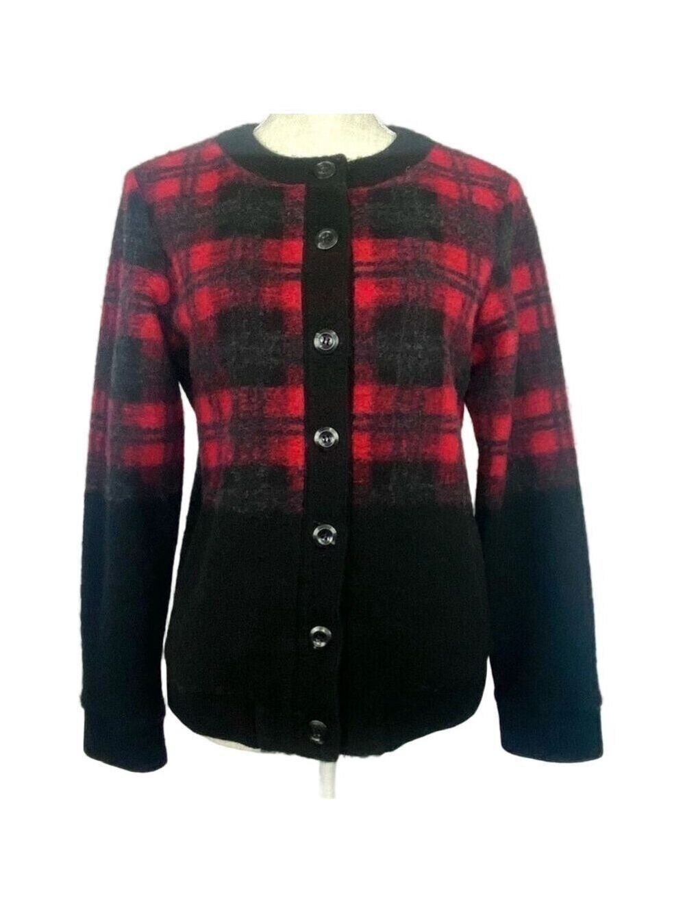 Pendleton Wool Blend Cardigan Sweater Jacket Button Front Tartan Plaid Women’s M
